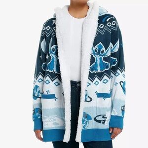 Disney Stitch Fair Isle Sherpa Cardigan Hot‎ Topic